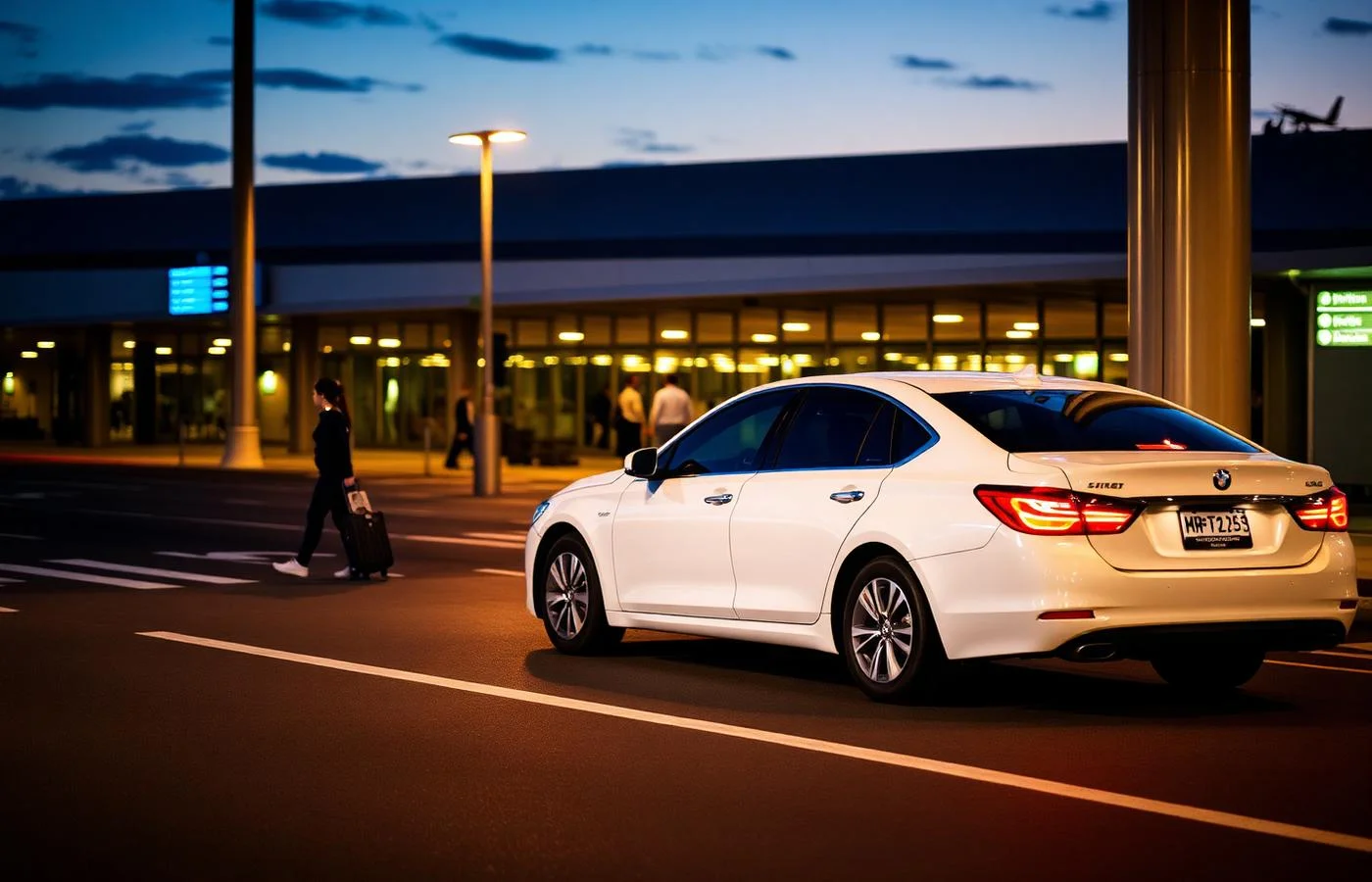 A cab waiting at the airport terminal kerb for a passenger pickup